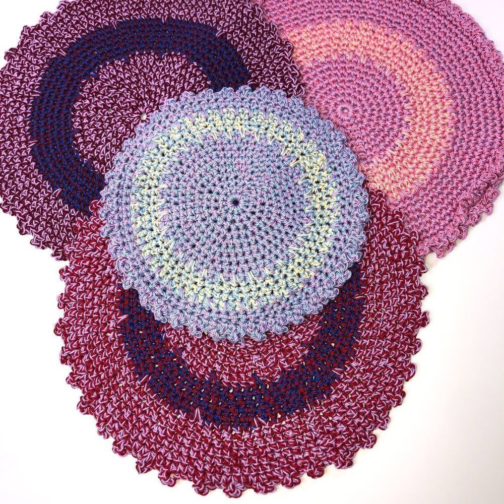 𝅺HAND Made Set Crochet Doilies 4PC